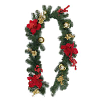 Red Amaryllis & Gold Ornament Garland, 6'