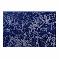 Laila Ali Foiled Navy Faux Fur Accent Rug, 2x3