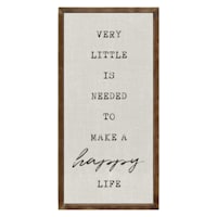Happy Life Linen Framed Wall Sign, 12x24