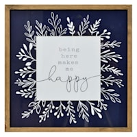 Glass Framed Makes Me Happy Wall Sign, 16"