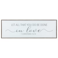 Framed Let All That You Do Be Done In Love Canvas Wall Sign, 36x12