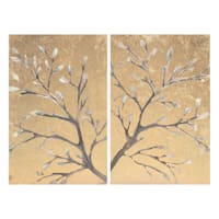 2-Piece Tan Trees Canvas Wall Art Set, 12x18