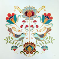 Tracey Boyd Embroidered Folk Floral Canvas Wall Art, 16"