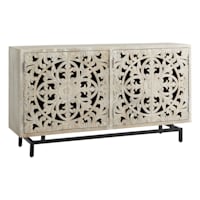 Found & Fable 4-Door Carved Sideboard, Natural