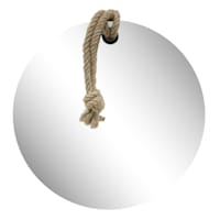 Frameless Round Wall Mirror with Rope, 24"