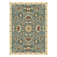 (D504) Empress Teal Jacobean Area Rug, 7x10