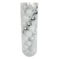 Winter Frost 50-Count White & Silver Mix Shatterproof Ornaments