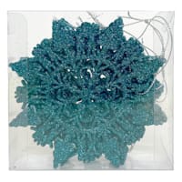 Jeweled Gala 6-Count Teal Glittered Snowflake Shatterproof Ornaments