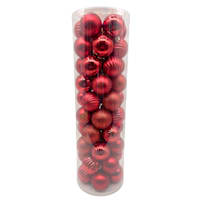 50-Count Red Mix Shatterproof Ornaments