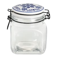 Blue & White Tile Top Canister, Small