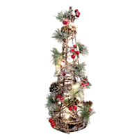 Pre-Lit Frosted Vine Table Top Tree, 13"