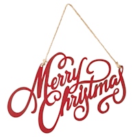 Homespun Holiday Red Cutout Merry Christmas Ornament, 8"