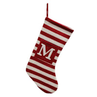 20" Red & White Striped Monogram Knit Stocking, M