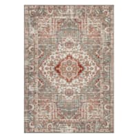 (D513) Norway Genna Grey & Red Area Rug, 8x10