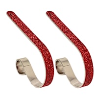 2-Pack Red Glittered Gold Mantle Clip Stocking Holders