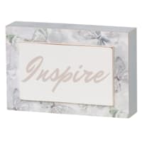 Laila Ali Inspire Grey Butterflies Block Sign, 6"