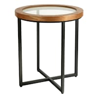 Wood Edge Glass Top Accent Table