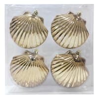 Seas & Greetings 4-Count Gold Seashell Shatterproof Ornaments