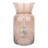 Brown Glass Vase with Tassels, 9"
