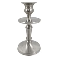 Matte Silver Taper Candle Holder, 6"