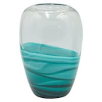 Laila Ali Clear & Green Marbled Glass Vase, 9"