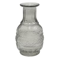 Grey Embossed Bud Glass Vase, 5"