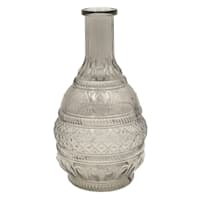 Grey Embossed Bud Glass Vase, 9"
