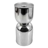 Laila Ali Silver Metal Hourglass Candle Holder, 7.5"