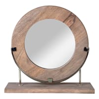 Laila Ali Wood & Silver Metal Mirror, 11"