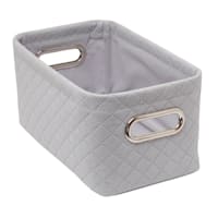 Grey Quilted Collapsible Storage Bin, Small