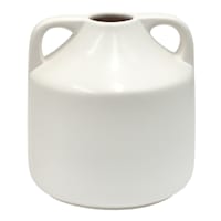 Tracey Boyd White Ceramic Vase with Handles, 5"