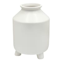 Tracey Boyd White Ceramic Vase with Feet, 7"