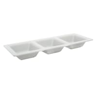 Matte Grey 3-Section Melamine Serving Tray, 15"