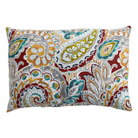 Paisley Chili Outdoor Lumbar Throw Pillow, 14x20