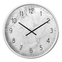 White Marbled Round Wall Clock, 12"