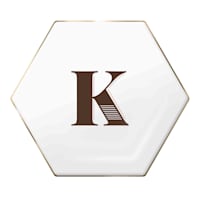 4.5" Brown Monogram Gold Rim Hexagon Trinket Tray, K