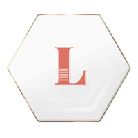 4.5" Monogram Coral Rim Hexagon Trinket Tray, L