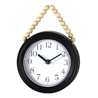 Honeybloom Black Beaded Round Wall Clock, 7x9