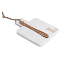 White Marbled Stoneware Monogramed Cheese Board, L