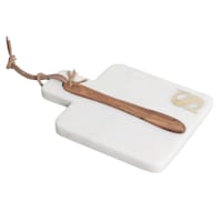 White Marbled Stoneware Monogramed Cheese Board, S