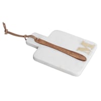 White Marbled Stoneware Monogramed Cheese Board, M