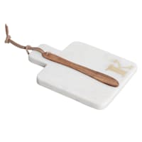 White Marbled Stoneware Monogramed Cheese Board, K