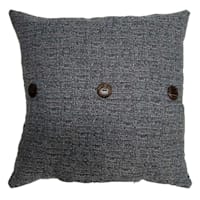 Fiddlestix Dark Grey Premium Square Outdoor Throw Pillow With Buttons, 18"