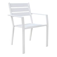 Grammercy Stackable Steel Slat Patio Dining Chair, White