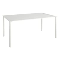 Grammercy White Steel Slat Patio Dining Table, 60x36