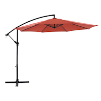 Red Offset Aluminum Round Outdoor Patio Umbrella, 10'