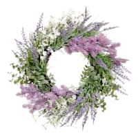 Purple Lavender & Thistle Floral Wreath, 22"