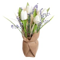 Tulip & Lavender Bouquet with Burlap, 13"