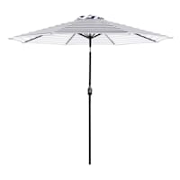 Providence Navy Blue Awning Striped Crank & Tilt Round Patio Umbrella, 9'