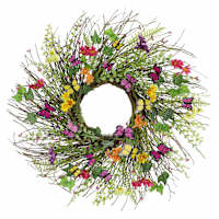 Yellow, Pink & Orange Butterflies Wreath, 23"